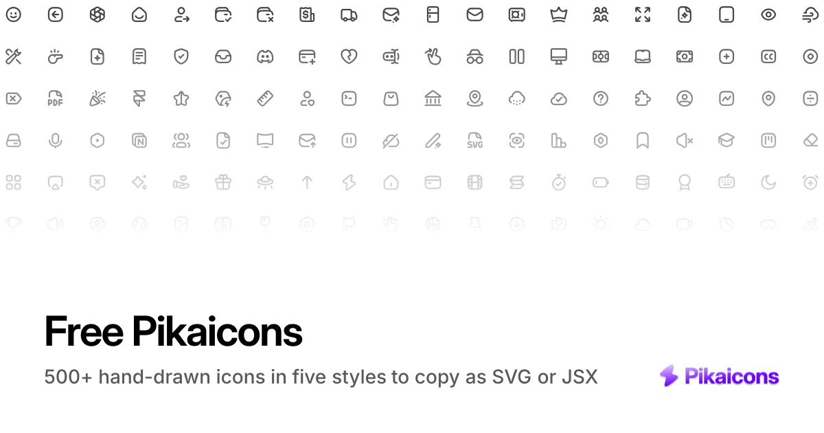 Free Pikaicons: 500+ Hand-Drawn SVG Icons